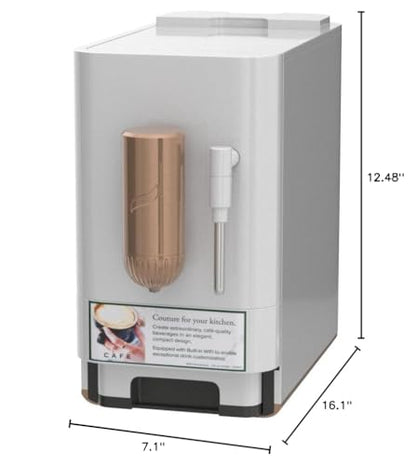 Cafe Affetto Automatic Espresso Machine & Milk Frother with Built In & Adjustable Espresso Bean Grinder, One-Touch Brew in 90 Seconds, Wifi & Smart Connected, Removable 1.2L Water Tank, Matte White