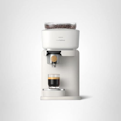 Philips Baristina Espresso Machine+Milk Frother Bundle. Real espresso. Compact coffee machine,portafilter, grinder, Cafe Crema. Dairy & Non-Dairy Milk foam. Hot & Cold. Easy Clean. White (BAR303/00)
