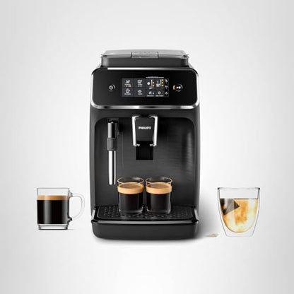 Philips 2200 Series Fully Automatic Espresso Machine, Classic Milk Frother, 2 Coffee Varieties, Intuitive Touch Display, 100% Ceramic Grinder, AquaClean Filter, Aroma Seal, Black (EP2220/14)