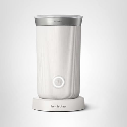 Philips Baristina Espresso Machine+Milk Frother Bundle. Real espresso. Compact coffee machine,portafilter, grinder, Cafe Crema. Dairy & Non-Dairy Milk foam. Hot & Cold. Easy Clean. White (BAR303/00)