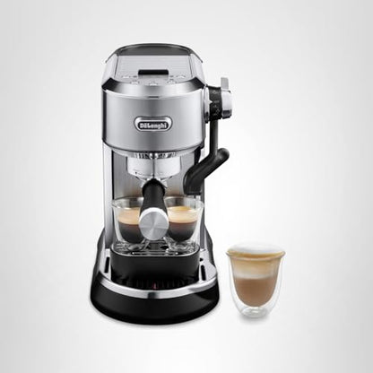De'Longhi Dedica Maestro Plus Espresso Machine, Automatic Steam Wand, 3 Coffee Temp & Milk Foam Settings, 54oz Removable Tank, Easy-to-Clean Dishwasher-Safe Parts, Compact Stainless Steel Design