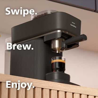 Philips Baristina Espresso Machine+Milk Frother Bundle. Real espresso. Compact coffee machine,portafilter, grinder, Cafe Crema. Dairy & Non-Dairy Milk foam. Hot & Cold. Easy Clean. White (BAR303/00)