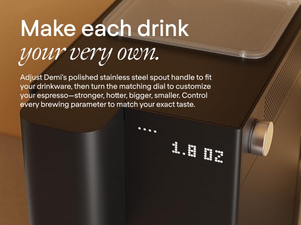 Terra Kaffe Demi Compact Fully Automatic Espresso Machine - Roaster-Approved Espresso Settings - Barista-Level Quality with Built-In Grinder - Coffee Machine - Slate