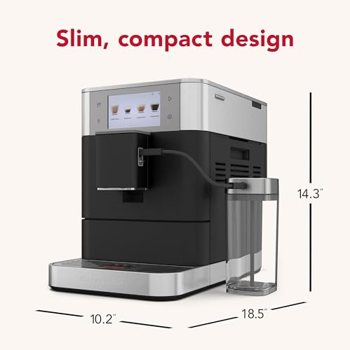 KitchenAid Fully Automatic Espresso Machine KF8 with Milk Attachment and Plant Based Milk Options, KES8558SX, Stainless Steel