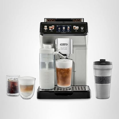 De'Longhi Eletta Explore Espresso Machine with Cold Brew, Hot & Cold Milk Frother - 50+ Recipes, Built in Grinder, Smartphone Compatible with Bean Adapt Technology for Ideal Extraction, 3.8 Pounds