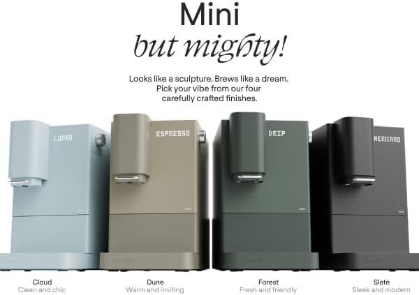 Terra Kaffe Demi Compact Fully Automatic Espresso Machine - Roaster-Approved Espresso Settings - Barista-Level Quality with Built-In Grinder - Coffee Machine - Slate