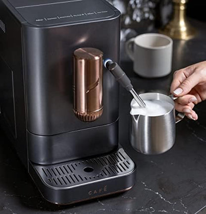 Cafe Affetto Automatic Espresso Machine & Milk Frother with Built In & Adjustable Espresso Bean Grinder, One-Touch Brew in 90 Seconds, Wifi & Smart Connected, Removable 1.2L Water Tank, Matte White