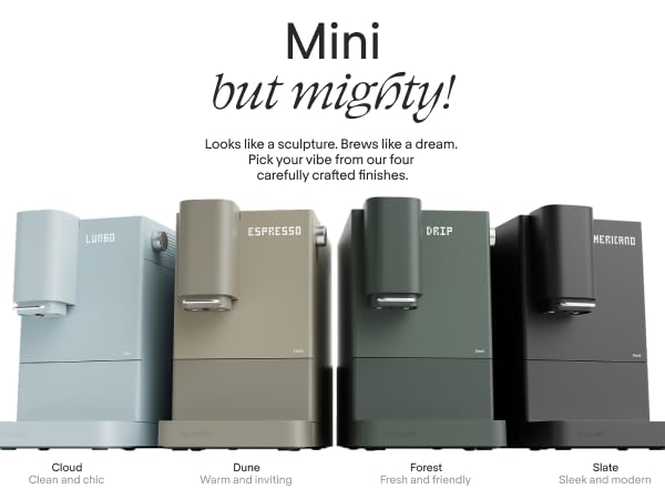 Terra Kaffe Demi Compact Fully Automatic Espresso Machine - Roaster-Approved Espresso Settings - Barista-Level Quality with Built-In Grinder - Coffee Machine - Slate