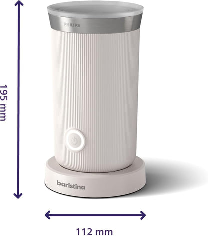 Philips Baristina Espresso Machine+Milk Frother Bundle. Real espresso. Compact coffee machine,portafilter, grinder, Cafe Crema. Dairy & Non-Dairy Milk foam. Hot & Cold. Easy Clean. White (BAR303/00)