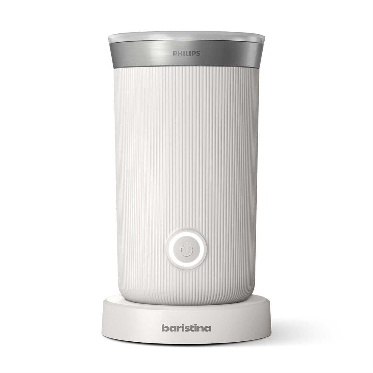 Philips Baristina Espresso Machine+Milk Frother Bundle. Real espresso. Compact coffee machine,portafilter, grinder, Cafe Crema. Dairy & Non-Dairy Milk foam. Hot & Cold. Easy Clean. White (BAR303/00)