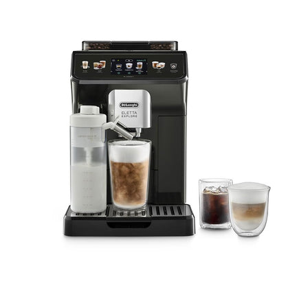 De'Longhi Eletta Explore Espresso Machine with Cold Brew, Hot & Cold Milk Frother - 50+ Recipes, Built in Grinder, Smartphone Compatible with Bean Adapt Technology for Ideal Extraction, 3.8 Pounds