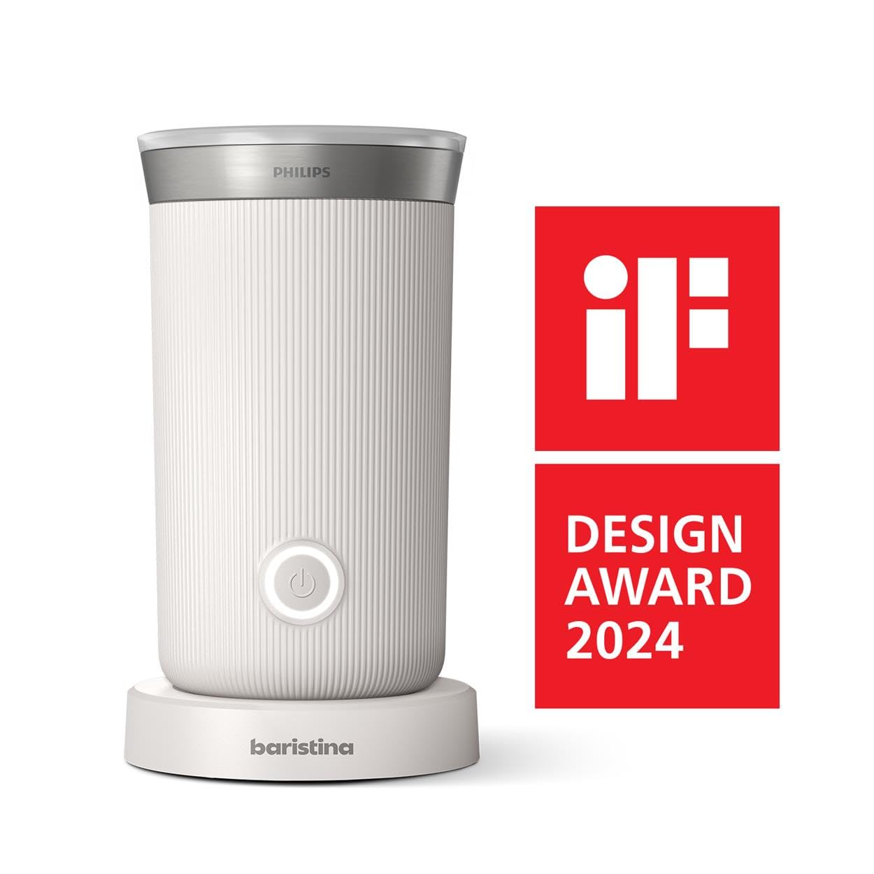 Philips Baristina Espresso Machine+Milk Frother Bundle. Real espresso. Compact coffee machine,portafilter, grinder, Cafe Crema. Dairy & Non-Dairy Milk foam. Hot & Cold. Easy Clean. White (BAR303/00)