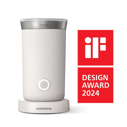 Philips Baristina Espresso Machine+Milk Frother Bundle. Real espresso. Compact coffee machine,portafilter, grinder, Cafe Crema. Dairy & Non-Dairy Milk foam. Hot & Cold. Easy Clean. White (BAR303/00)