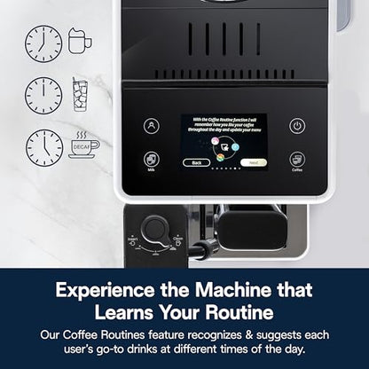 De'Longhi Rivelia Automatic Espresso Machine with Grinder & Milk Frother – All-in-One Coffee Maker, Hot & Iced Latte, Cappuccino, Bean Switch System, Burr Grinder, Compact Italian Design, Black