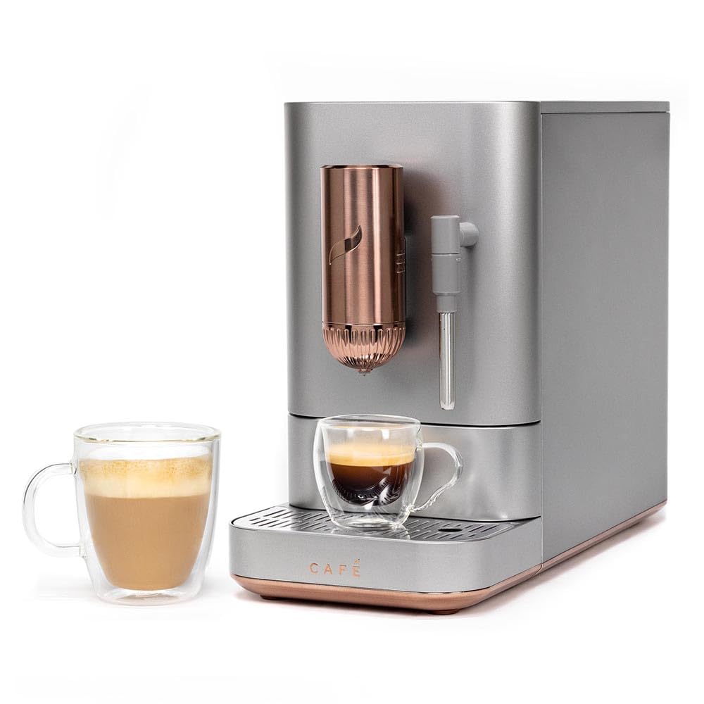 Cafe Affetto Automatic Espresso Machine & Milk Frother with Built In & Adjustable Espresso Bean Grinder, One-Touch Brew in 90 Seconds, Wifi & Smart Connected, Removable 1.2L Water Tank, Matte White