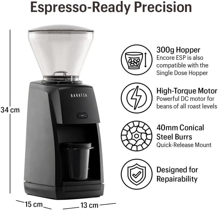 Breville Bambino Plus Espresso Machine Bundle w/ Baratza Encore ESP Espresso Grinder | Black | BEP501BTR1BNA1