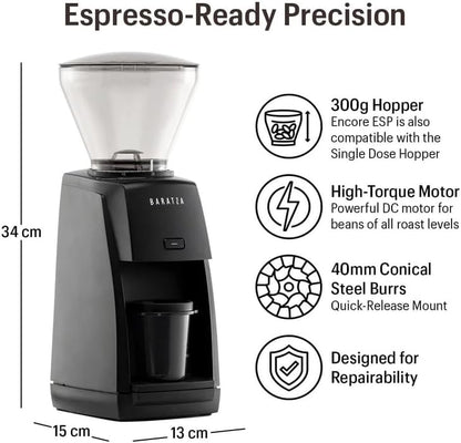 Breville Bambino Plus Espresso Machine Bundle w/ Baratza Encore ESP Espresso Grinder | Black | BEP501BTR1BNA1