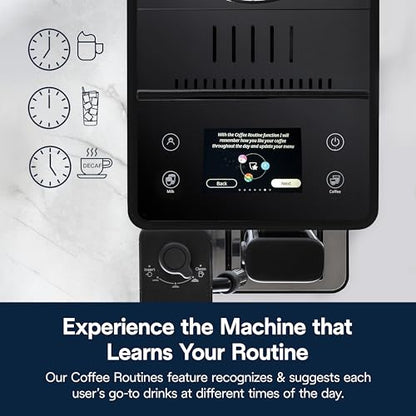 De'Longhi Rivelia Automatic Espresso Machine with Grinder & Milk Frother – All-in-One Coffee Maker, Hot & Iced Latte, Cappuccino, Bean Switch System, Burr Grinder, Compact Italian Design, Black