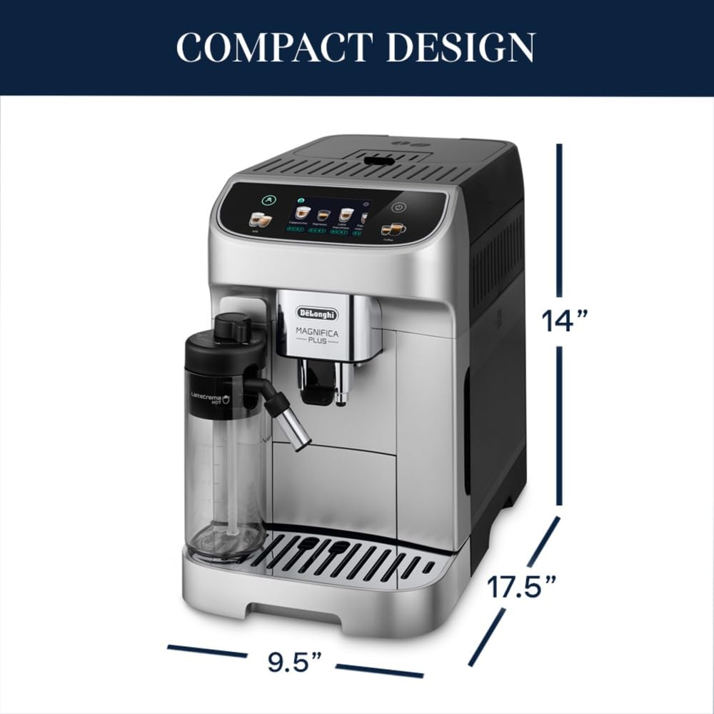 De'Longhi Magnifica Evo Automatic Espresso & Coffee Machine with Auto Milk Frother, Built-in Grinder & Auto-Clean Function - For Latte, Cappuccino, Americano, Iced Coffee, ECAM29084SB , Silver