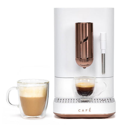 Cafe Affetto Automatic Espresso Machine & Milk Frother with Built In & Adjustable Espresso Bean Grinder, One-Touch Brew in 90 Seconds, Wifi & Smart Connected, Removable 1.2L Water Tank, Matte White