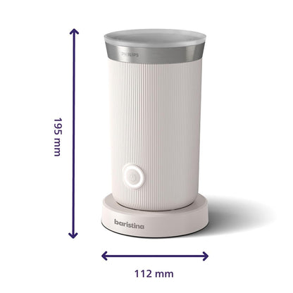 Philips Baristina Espresso Machine+Milk Frother Bundle. Real espresso. Compact coffee machine,portafilter, grinder, Cafe Crema. Dairy & Non-Dairy Milk foam. Hot & Cold. Easy Clean. White (BAR303/00)