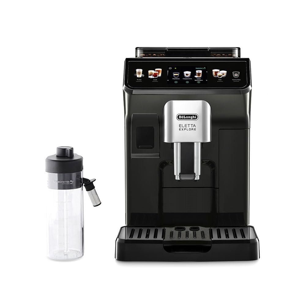 De'Longhi Eletta Explore Espresso Machine with Cold Brew, Hot & Cold Milk Frother - 50+ Recipes, Built in Grinder, Smartphone Compatible with Bean Adapt Technology for Ideal Extraction, 3.8 Pounds