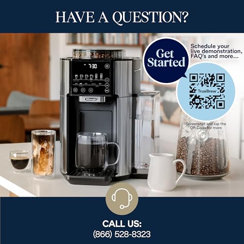 De'Longhi True Brew Drip Coffee Maker, Built in Grinder, Single Serve, 8 oz to 24 oz, Hot or Iced Coffee, Stainless, CAM51025MB