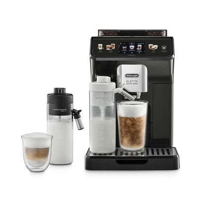 De'Longhi Eletta Explore Espresso Machine with Cold Brew, Hot & Cold Milk Frother - 50+ Recipes, Built in Grinder, Smartphone Compatible with Bean Adapt Technology for Ideal Extraction, 3.8 Pounds