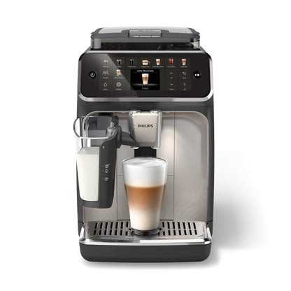 Philips 5500 Series Fully Automatic Espresso Machine, LatteGo Milk System, Integrated Grinder, 20 Hot & Iced Coffee Pre-Sets, SilentBrew, 15-Bar, Black Chrome (EP5544/94) (Renewed)