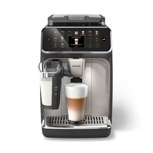 Philips 5500 Series Fully Automatic Espresso Machine, LatteGo Milk System, Integrated Grinder, 20 Hot & Iced Coffee Pre-Sets, SilentBrew, 15-Bar, Black Chrome (EP5544/94) (Renewed)