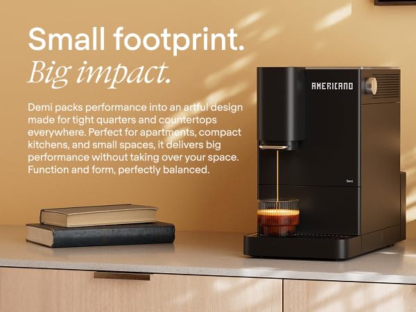 Terra Kaffe Demi Compact Fully Automatic Espresso Machine - Roaster-Approved Espresso Settings - Barista-Level Quality with Built-In Grinder - Coffee Machine - Slate