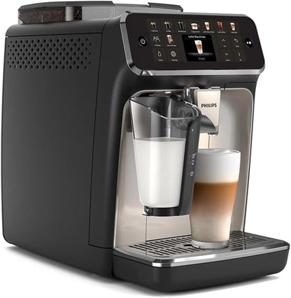 Philips 5500 Series Fully Automatic Espresso Machine, LatteGo Milk System, Integrated Grinder, 20 Hot & Iced Coffee Pre-Sets, SilentBrew, 15-Bar, Black Chrome (EP5544/94) (Renewed)