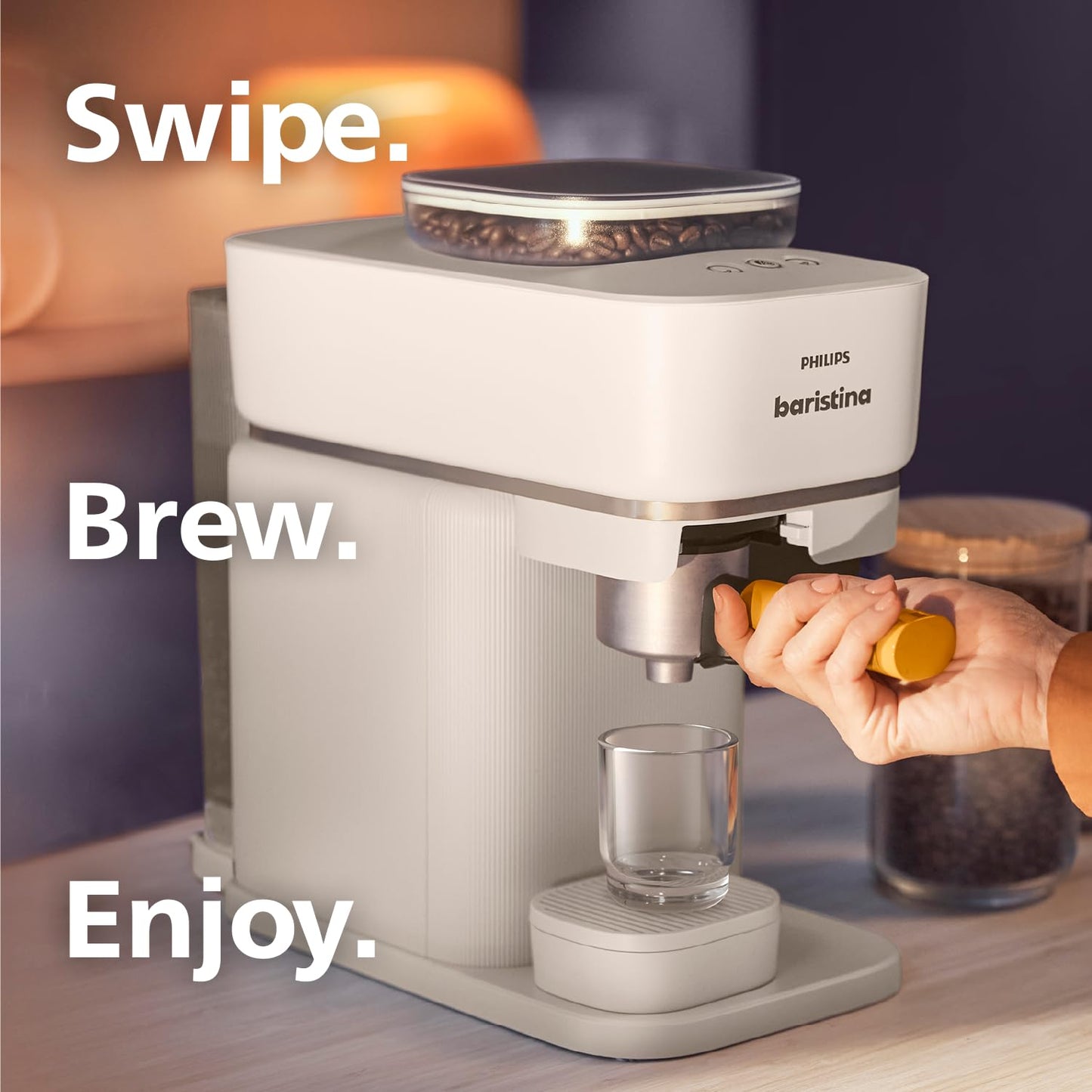 Philips Baristina Espresso Machine+Milk Frother Bundle. Real espresso. Compact coffee machine,portafilter, grinder, Cafe Crema. Dairy & Non-Dairy Milk foam. Hot & Cold. Easy Clean. White (BAR303/00)