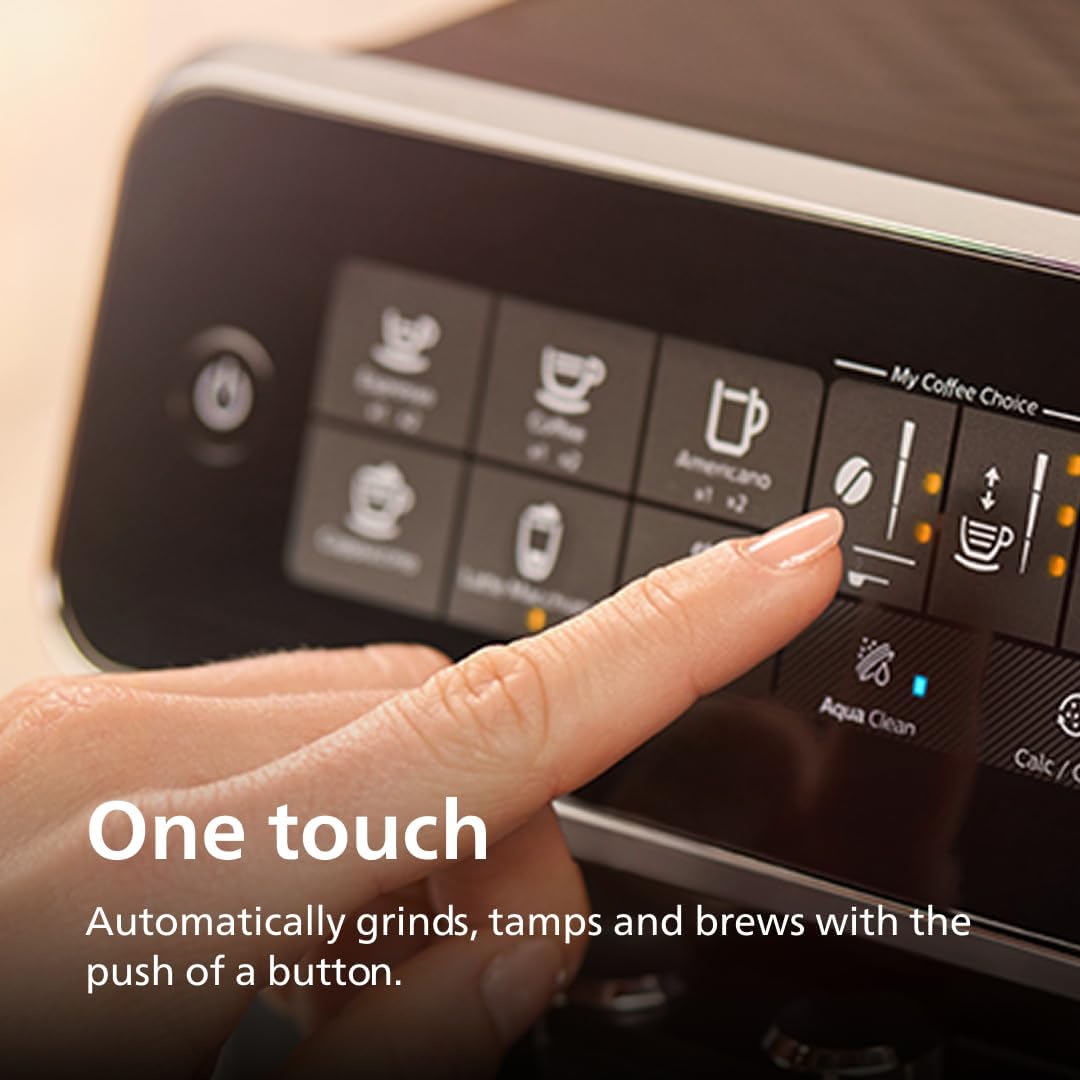Philips 3200 Series Fully Automatic Espresso Machine, LatteGo Milk Frother, 5 Coffee Varieties, Intuitive Touch Display, 100% Ceramic Grinder, AquaClean Filter, My Coffee Choice, Black (EP3241/54)