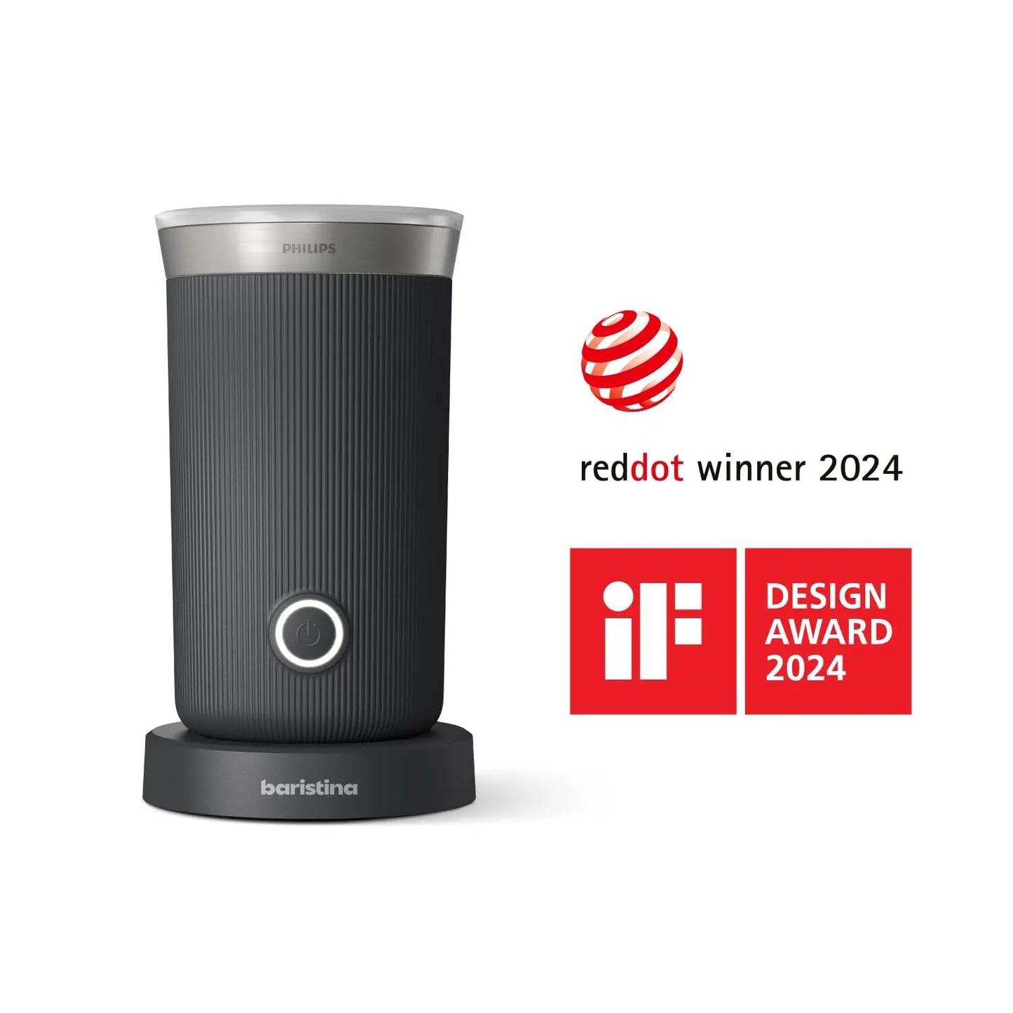 Philips Baristina Espresso Machine+Milk Frother Bundle. Real espresso. Compact coffee machine,portafilter, grinder, Cafe Crema. Dairy & Non-Dairy Milk foam. Hot & Cold. Easy Clean. White (BAR303/00)