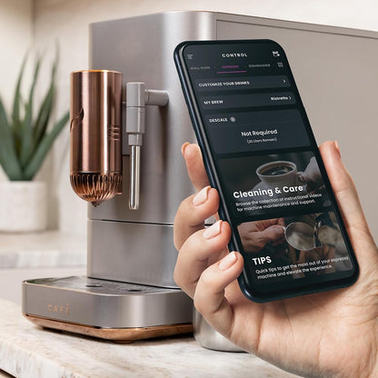 Cafe Affetto Automatic Espresso Machine & Milk Frother with Built In & Adjustable Espresso Bean Grinder, One-Touch Brew in 90 Seconds, Wifi & Smart Connected, Removable 1.2L Water Tank, Matte White