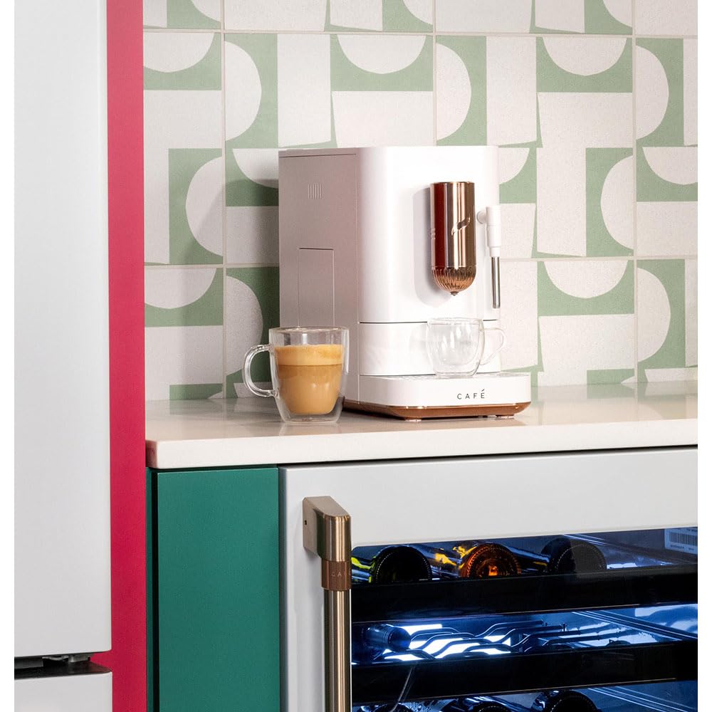 Cafe Affetto Automatic Espresso Machine & Milk Frother with Built In & Adjustable Espresso Bean Grinder, One-Touch Brew in 90 Seconds, Wifi & Smart Connected, Removable 1.2L Water Tank, Matte White