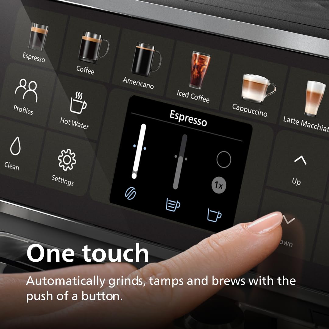 Philips 4400 Series Fully Automatic Espresso Machine – 12 Hot & Iced Coffees, Quick-to-Clean LatteGo Milk System, SilentBrew, QuickStart, Ceramic Grinder, Black Chrome (EP4447/90)