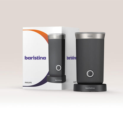 Philips Baristina Espresso Machine+Milk Frother Bundle. Real espresso. Compact coffee machine,portafilter, grinder, Cafe Crema. Dairy & Non-Dairy Milk foam. Hot & Cold. Easy Clean. White (BAR303/00)