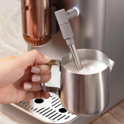 Cafe Affetto Automatic Espresso Machine & Milk Frother with Built In & Adjustable Espresso Bean Grinder, One-Touch Brew in 90 Seconds, Wifi & Smart Connected, Removable 1.2L Water Tank, Matte White