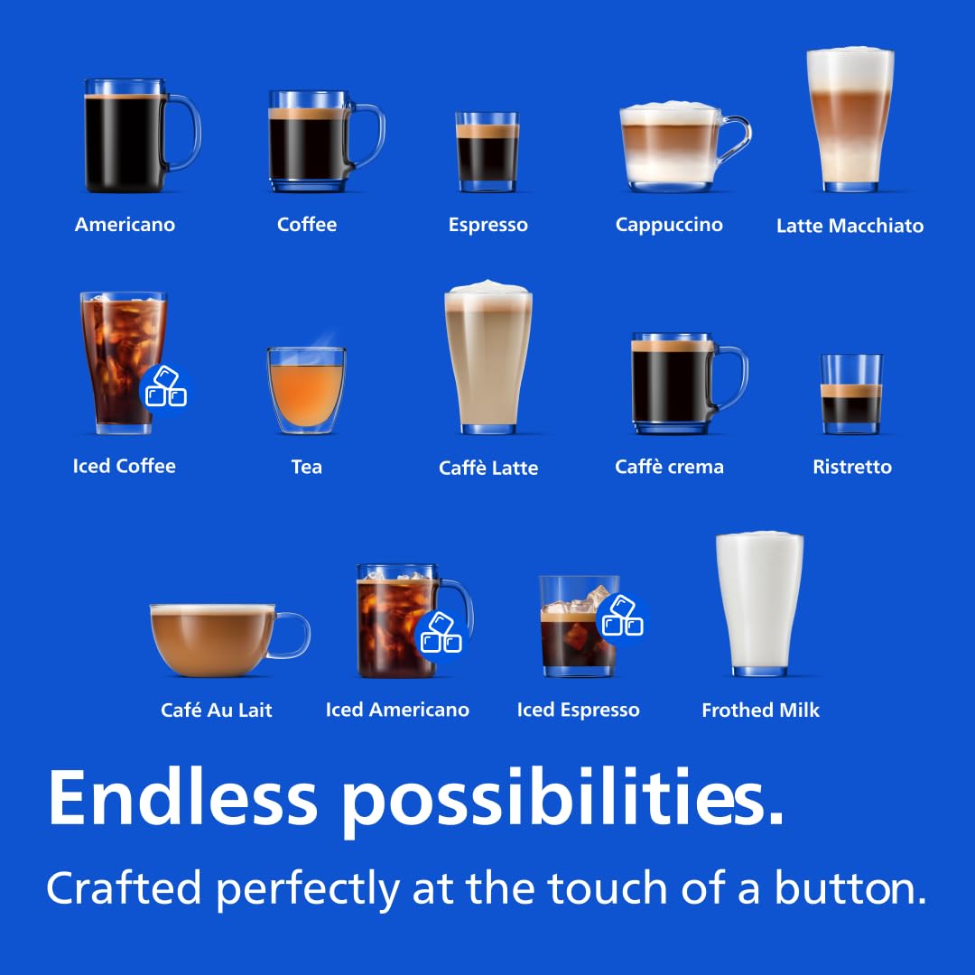 Philips 4400 Series Fully Automatic Espresso Machine – 12 Hot & Iced Coffees, Quick-to-Clean LatteGo Milk System, SilentBrew, QuickStart, Ceramic Grinder, Black Chrome (EP4447/90)