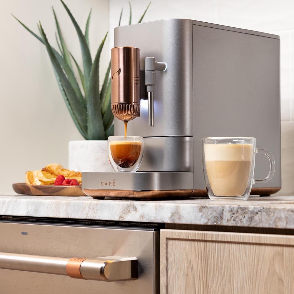 Cafe Affetto Automatic Espresso Machine & Milk Frother with Built In & Adjustable Espresso Bean Grinder, One-Touch Brew in 90 Seconds, Wifi & Smart Connected, Removable 1.2L Water Tank, Matte White