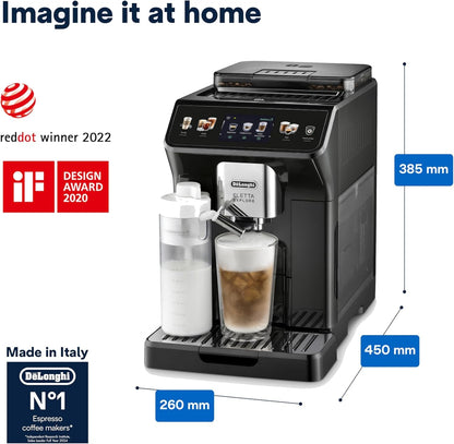 De'Longhi Eletta Explore Espresso Machine with Cold Brew, Hot & Cold Milk Frother - 50+ Recipes, Built in Grinder, Smartphone Compatible with Bean Adapt Technology for Ideal Extraction, 3.8 Pounds
