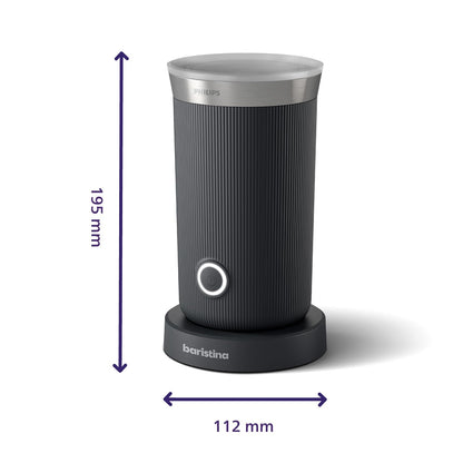 Philips Baristina Espresso Machine+Milk Frother Bundle. Real espresso. Compact coffee machine,portafilter, grinder, Cafe Crema. Dairy & Non-Dairy Milk foam. Hot & Cold. Easy Clean. White (BAR303/00)