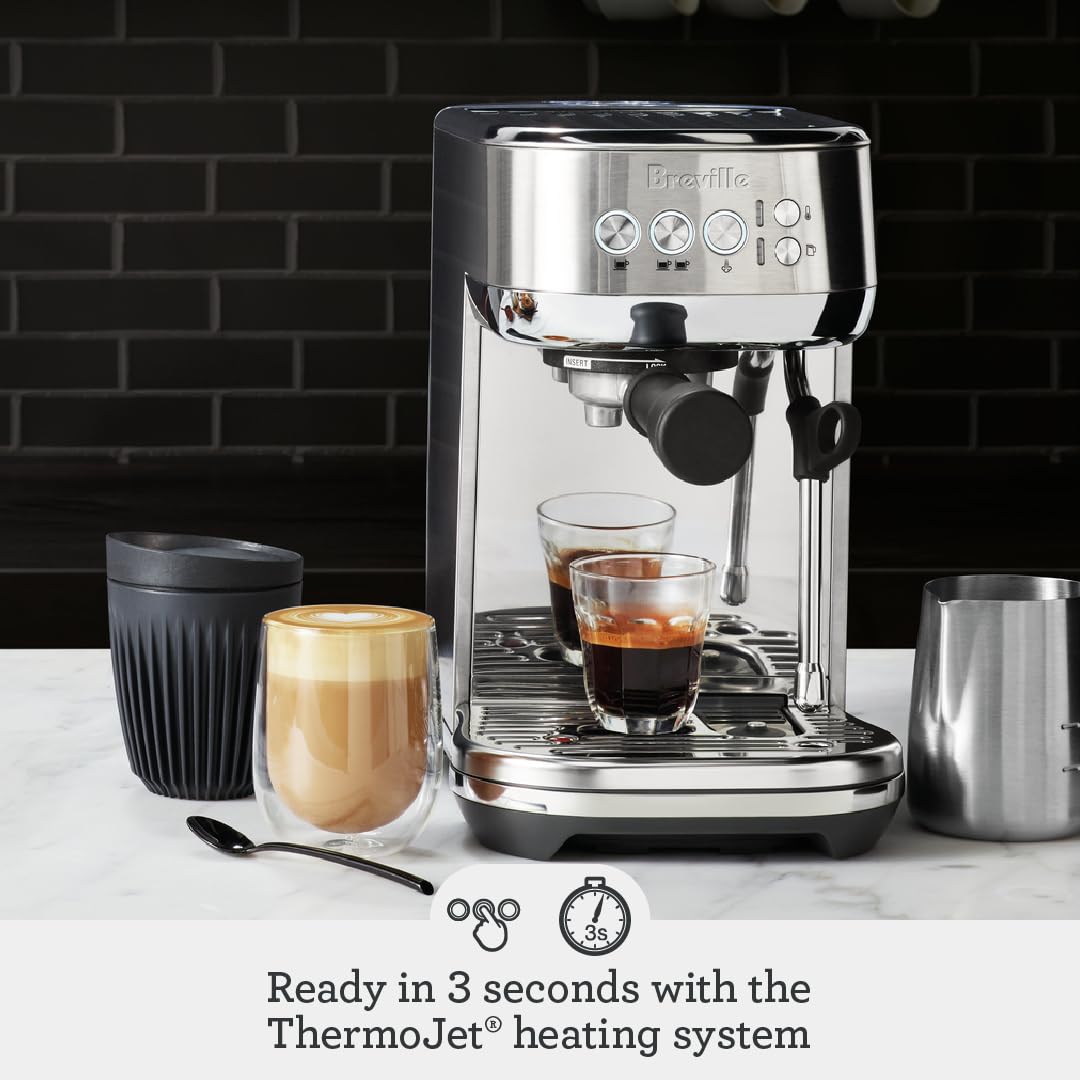 Breville Bambino Plus Espresso Machine BES500BSS, Brushed Stainless Steel, 64 oz Water Tank