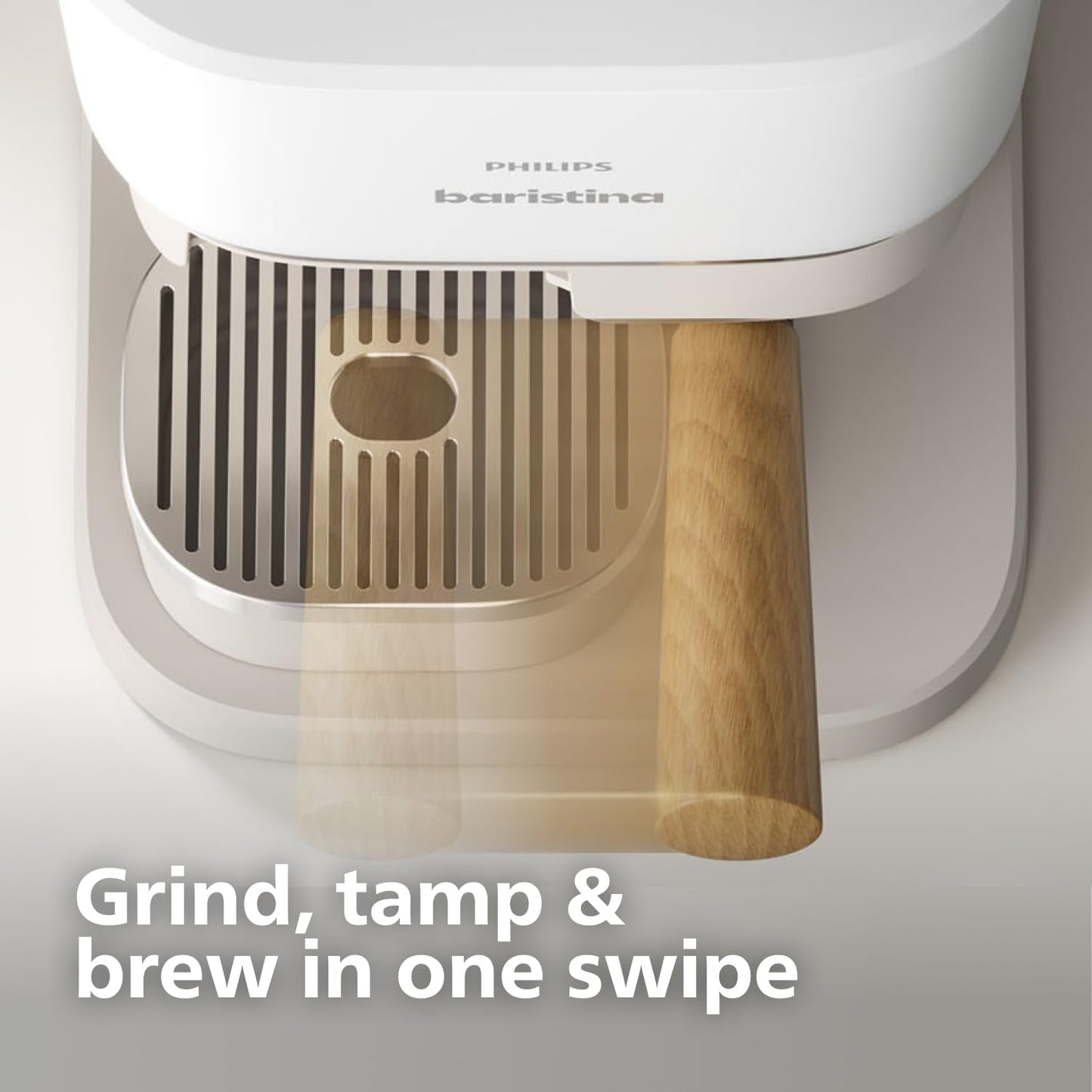 Philips Baristina Espresso Machine+Milk Frother Bundle. Real espresso. Compact coffee machine,portafilter, grinder, Cafe Crema. Dairy & Non-Dairy Milk foam. Hot & Cold. Easy Clean. White (BAR303/00)