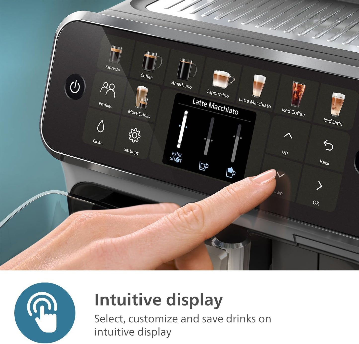 Philips 5500 Series Fully Automatic Espresso Machine, LatteGo Milk System, Integrated Grinder, 20 Hot & Iced Coffee Pre-Sets, SilentBrew, 15-Bar, Black Chrome (EP5544/94) (Renewed)