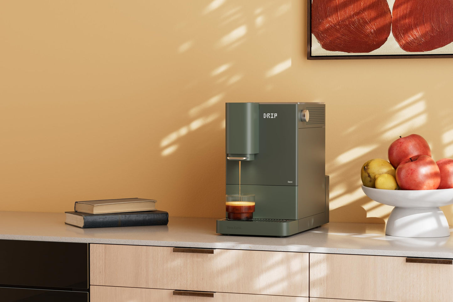 Terra Kaffe Demi Compact Fully Automatic Espresso Machine - Roaster-Approved Espresso Settings - Barista-Level Quality with Built-In Grinder - Coffee Machine - Slate