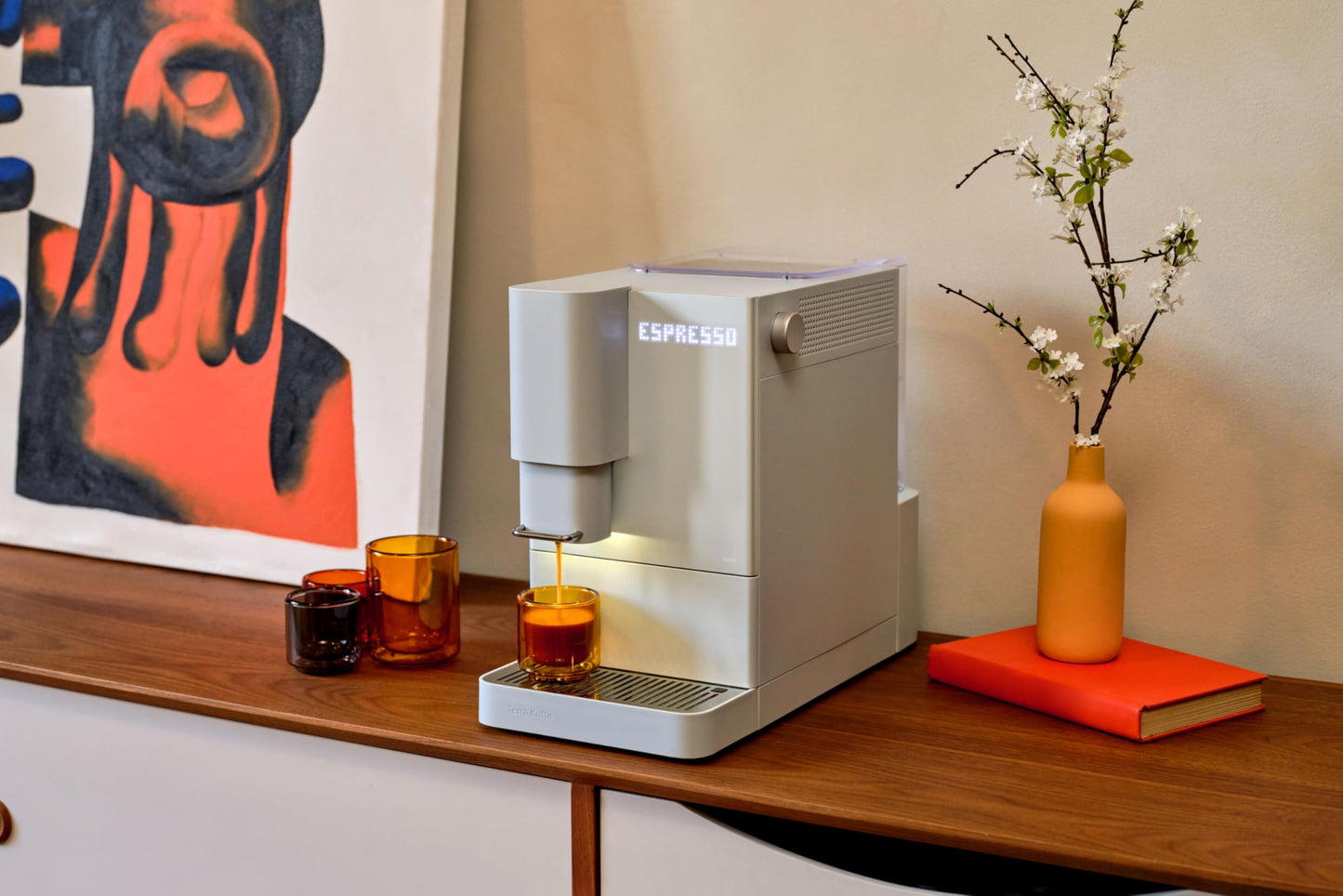 Terra Kaffe Demi Compact Fully Automatic Espresso Machine - Roaster-Approved Espresso Settings - Barista-Level Quality with Built-In Grinder - Coffee Machine - Slate