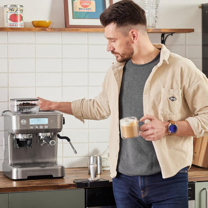CASABREWS 5700Pro Espresso Machine with Grinder, Professional Coffee Maker with Milk Frother Steam Wand, Barista-Quality Cappuccino Latte Machine with LCD Display, Great for Coffee Enthusiasts